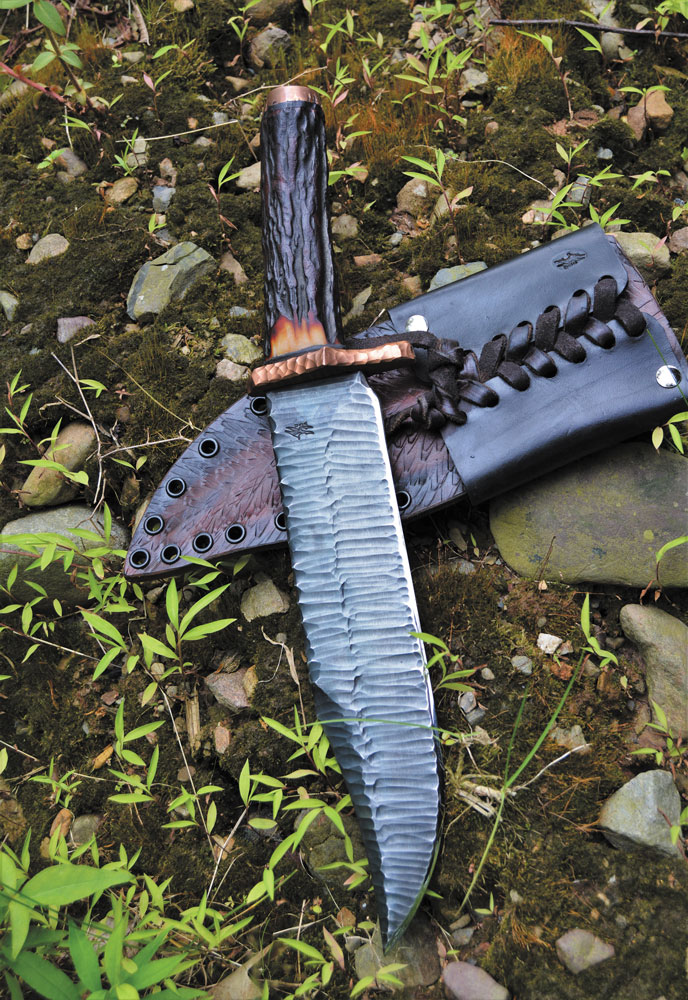 Valavian Edge Craft's Primal Bowie blade and sheath