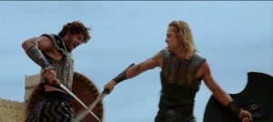 Blade fighting scene in Troy