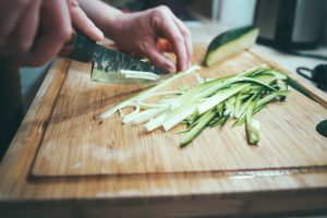 sharp kitchen knife slicing