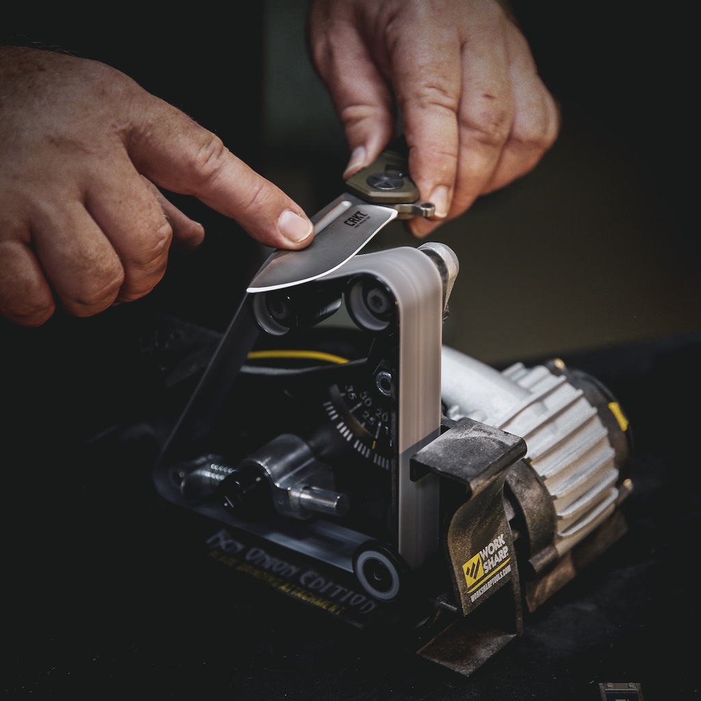 Powered-belt knife sharpener