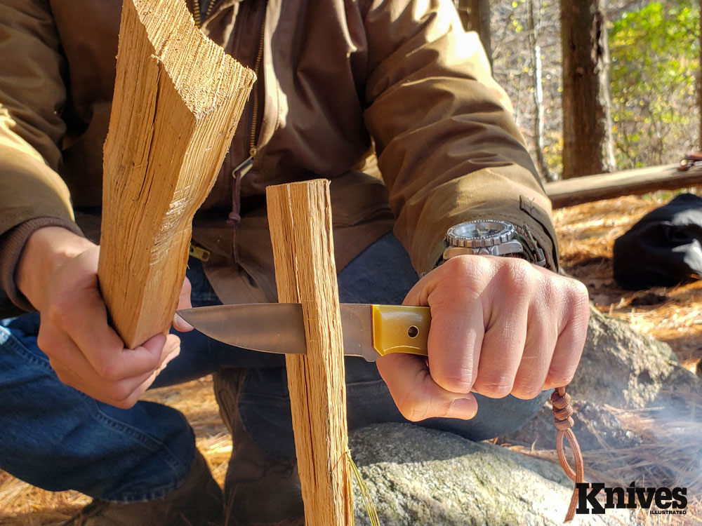 author batoned the thin stock of the Layman through seasoned firewood