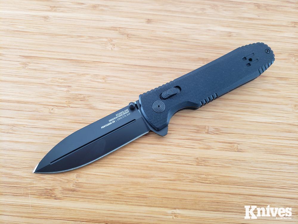 The SOG Pentagon XR is almost 8 1/2 inches in overall length from tip to pommel.