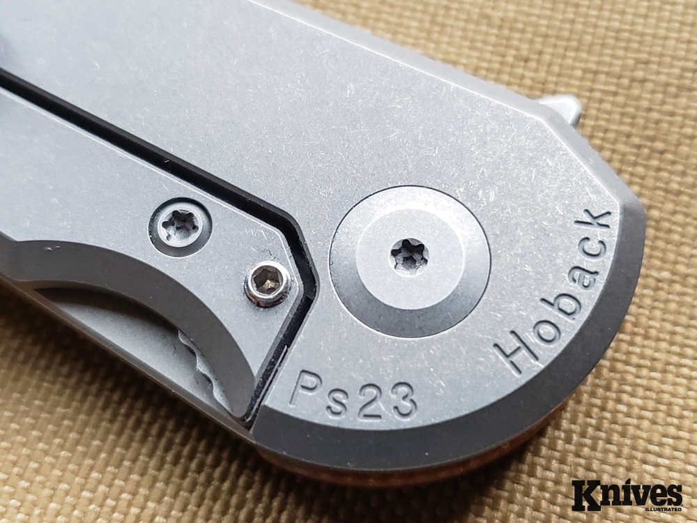 Closeup detail of the Hoback Radford pivot pin and Hoback Roller Detent.