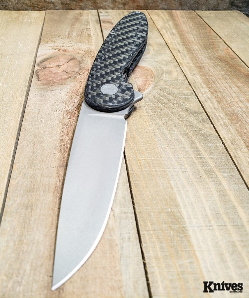 The blade of the Model 1 V5 is made of S35VN stainless steel that’s been heat treated and cryogenic tempered.