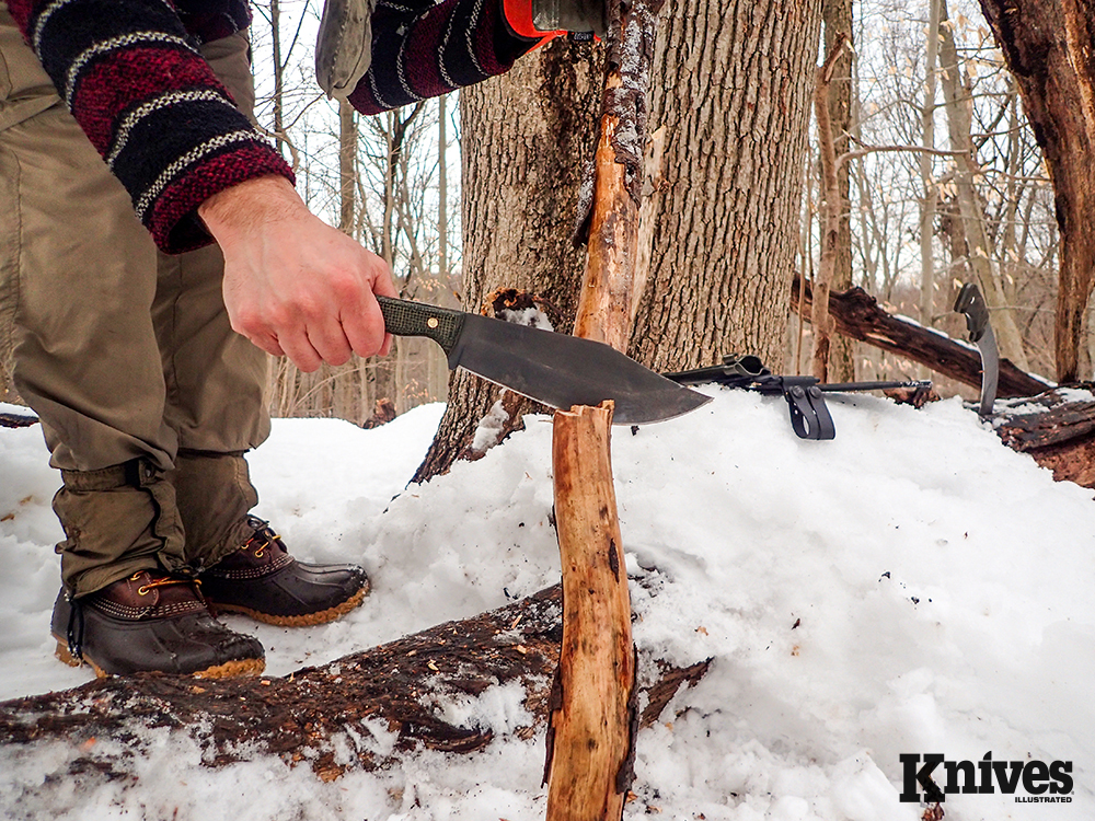 Here, the Bear Forest Knives Wood Butcher lives up to its name.