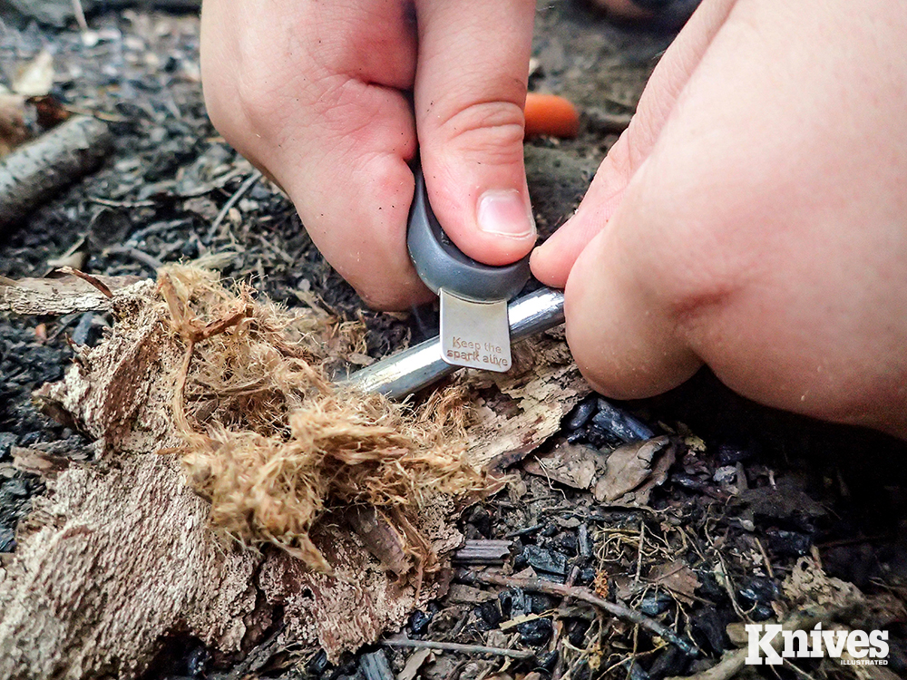 Teaching the young ones to use a ferrocerium rod is not only a good skill to learn, but it really is a family camp activity in its own right. Take turns, practice it!