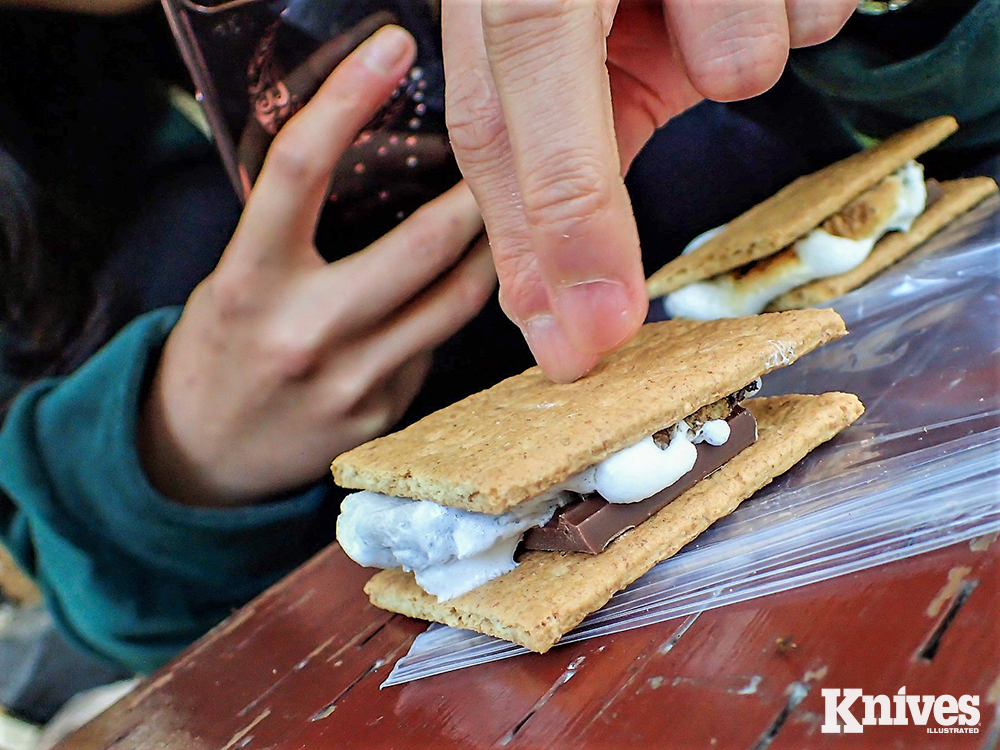 A camp classic is the marriage of chocolate, marshmallows, and a graham cracker— S’mores.