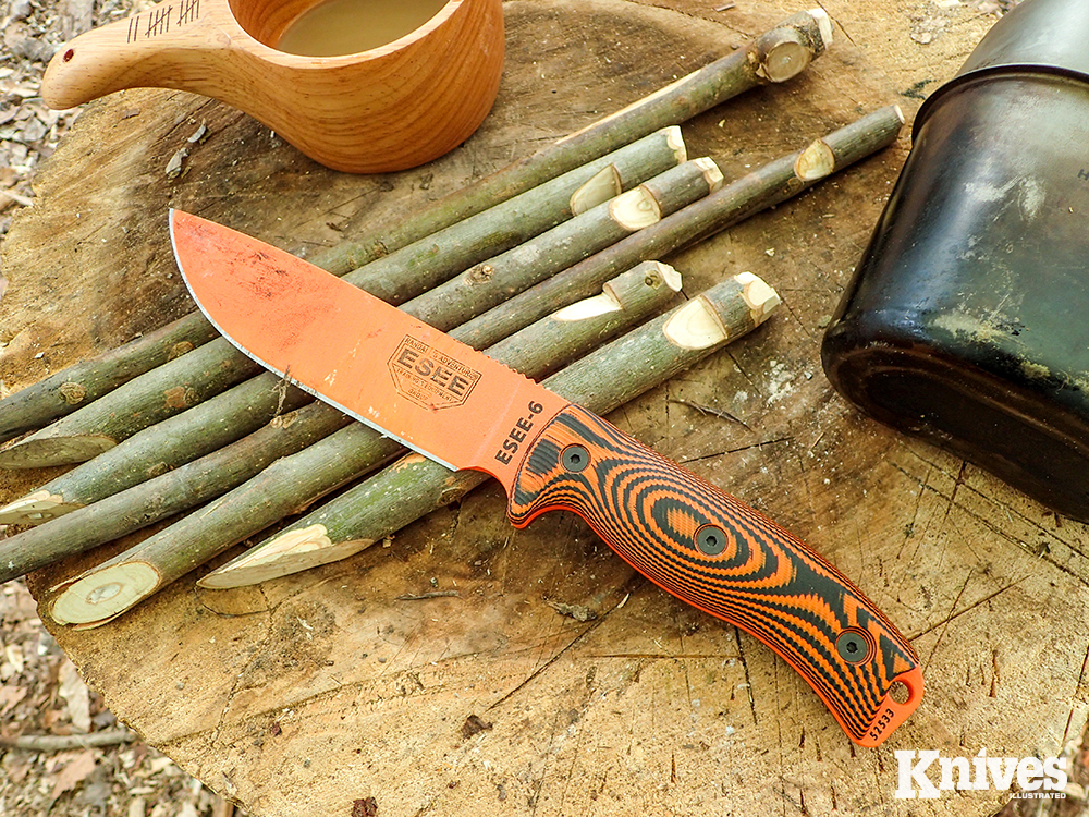 Dry maple and beech were used to carve these simple stakes in the author’s camp.