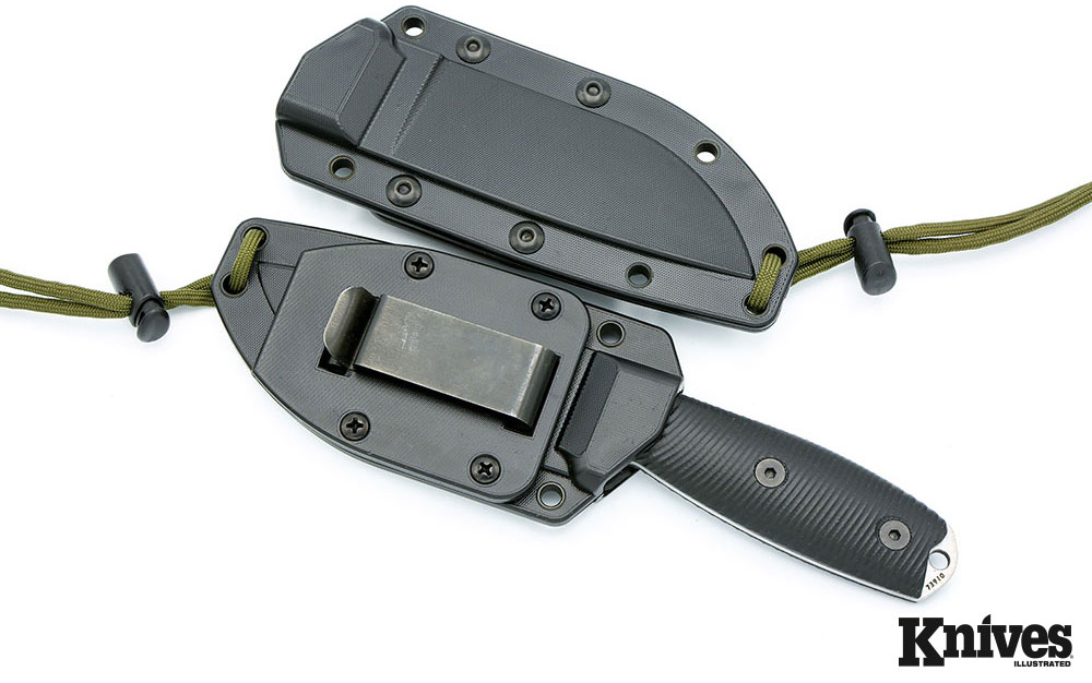 SEE-3 S35VN featuring 3D G10 scales and a black molded sheath that will fit all other ESEE-3 models.