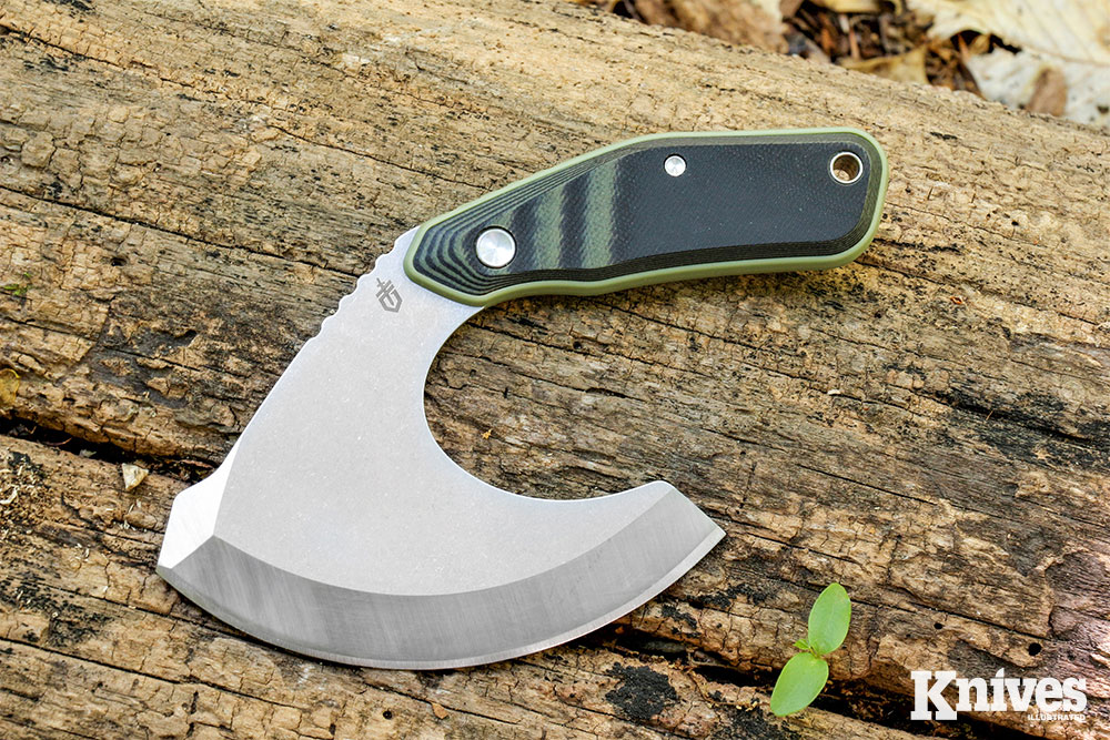 The Downwind Ulu has the crescent blade of the traditional Arctic knife, but with an extended handle more reminiscent of a cleaver.