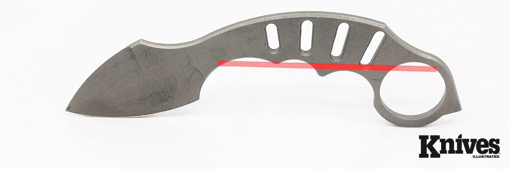 The red line shows the proper alignment of the handle and ring.