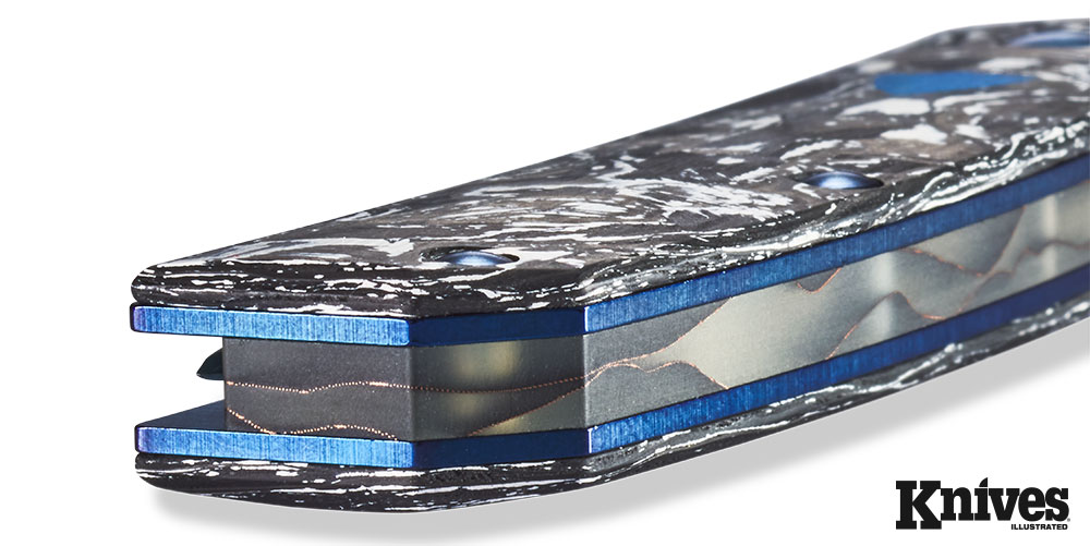 The blue G10 inlay illustrates the fine details that this knife represents, making it truly in a class above most others.