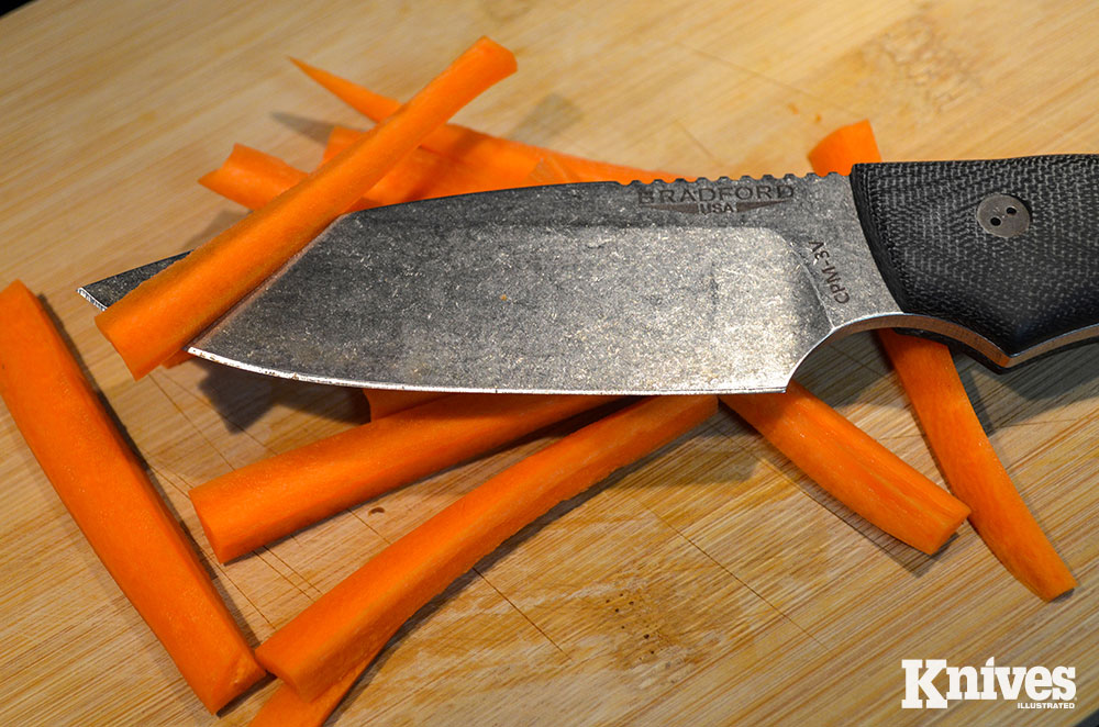 A quick carrot snack was prepared easily with this knife.
