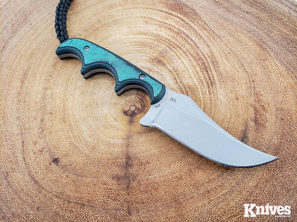 The Persian uses a 2.76-inch blade with a long sweeping edge reminiscent of the Arabian daggers that influenced it. Its fine, upswept tip and substantial belly would make it an excellent small game knife.