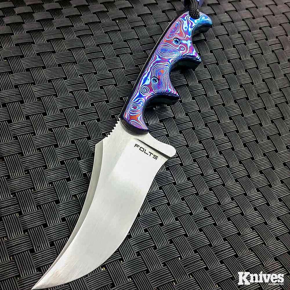 Alan Folts makes a wide variety of custom Minimalists using various steels, handle colors, and with different blade shapes and etchings.