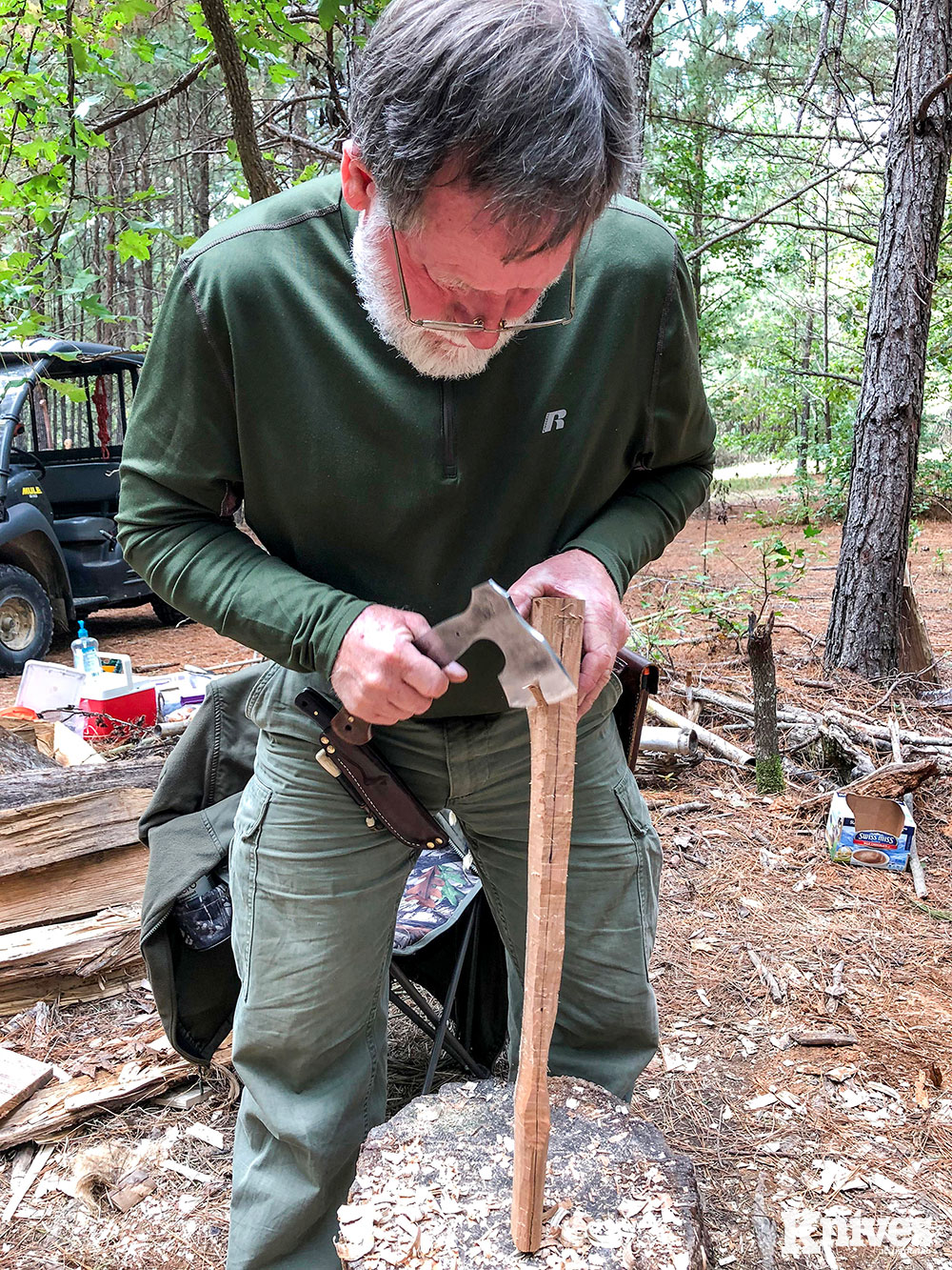 James Gibson is a Journeyman knifemaker specializing in custom knives in many different styles from traditional Bowie, Scandi-styles, to bushcraft, along with Asian-inspired choppers.