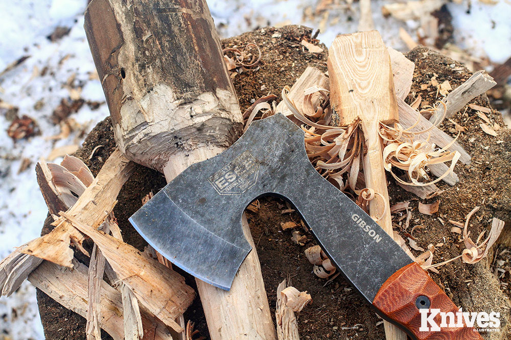 Gibson Work—A mallet and spatula in the works by the hands of the author and the Gibson Carving Axe.