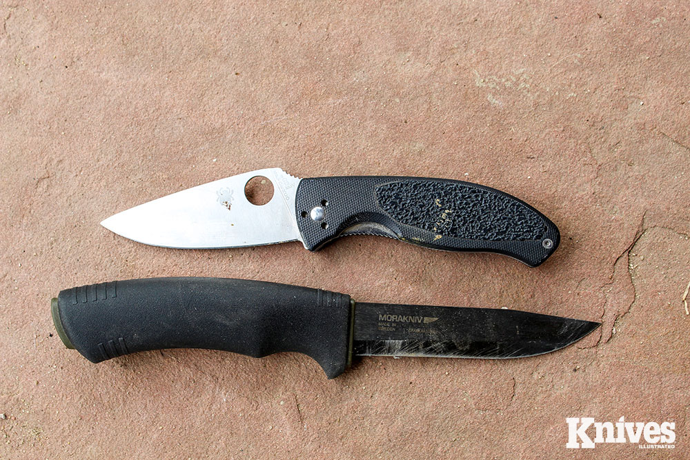 Tony Nester favors the Spyderco Tenacious (top) and the Bushcraft BlackBlade from Morakniv.