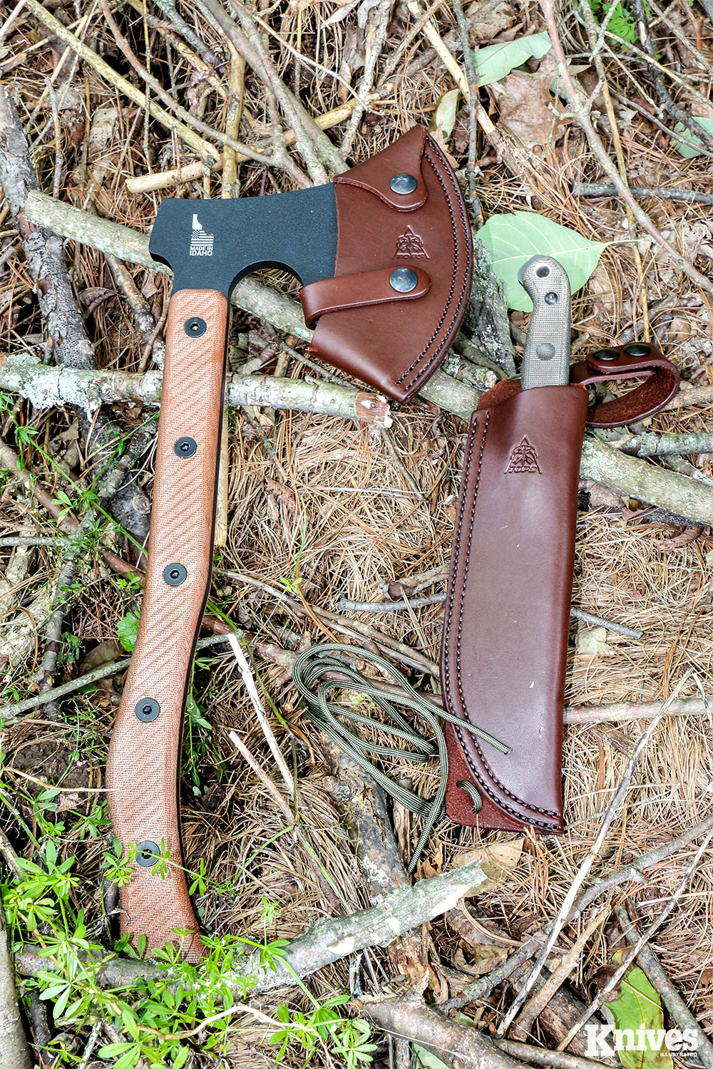 Both tools come with high-quality leather sheaths. The one for the Brush Wolf has a belt loop on a dangler.