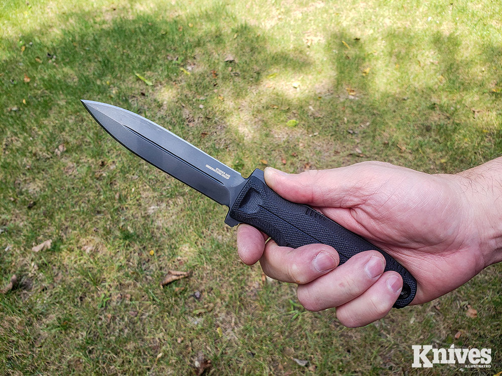 The Pentagon FX works well in a classic sabre grip.