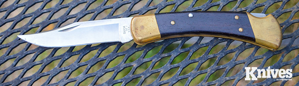 This Model 110 from Buck Knives is an example of a clip point blade.