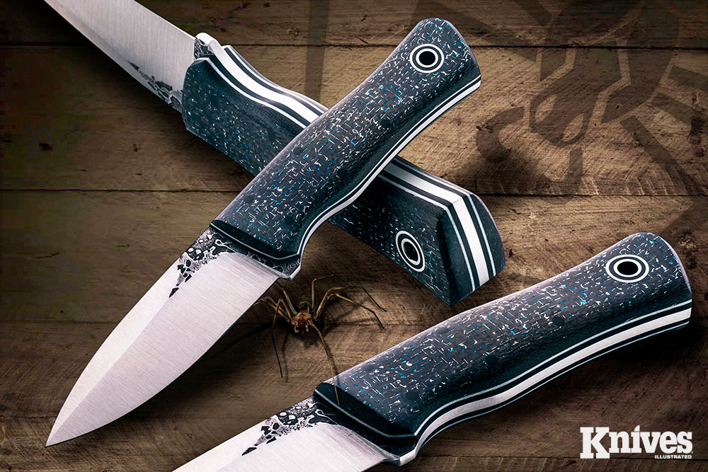 Look closely at the machine finish on these blades by Andy Roy of Fiddleback Forge. 