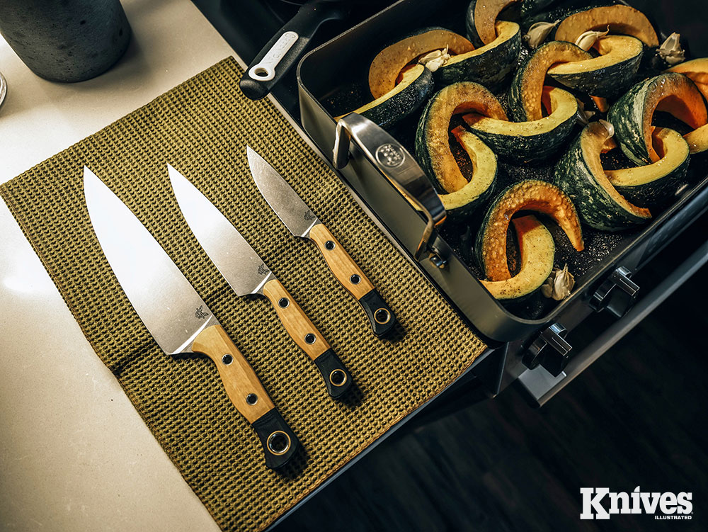 In addition to the Station Knife, Benchmade is offering a three-piece set, which includes a chef knife, utility knife, and paring knife.