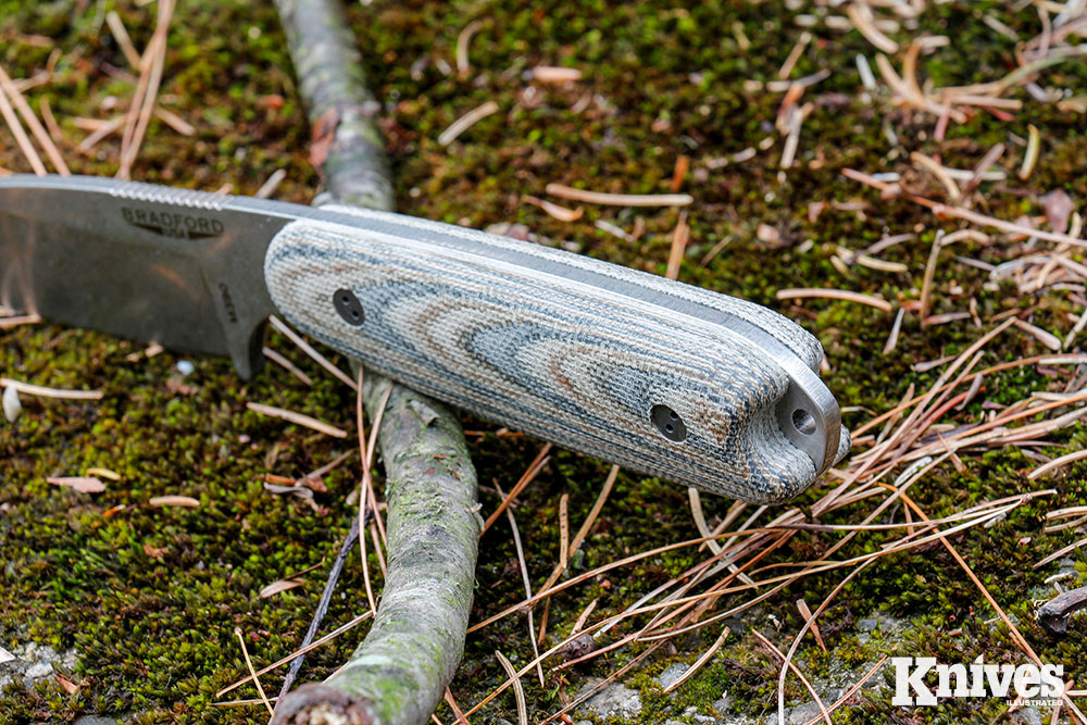 The Guardian 3.5 that the author tested came with thick, nicely rounded Micarta handle scales.