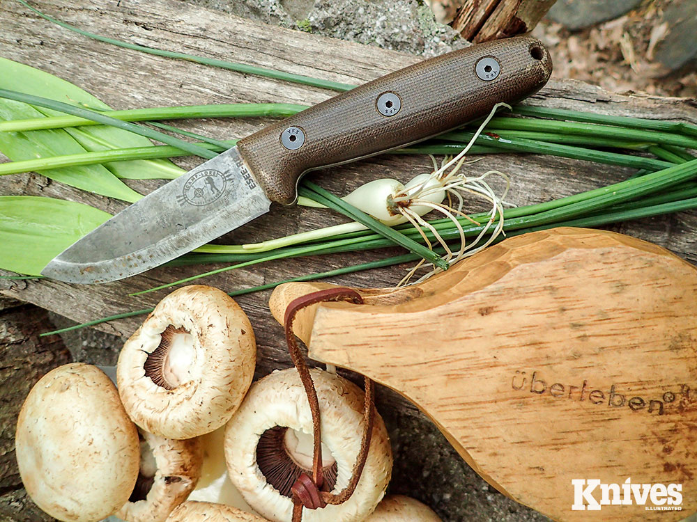 The author brought white button mushrooms with him to the woods as buns to make SPAM sliders.