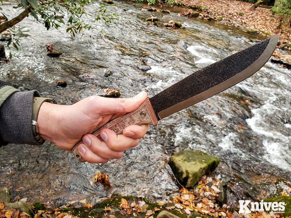 The Mountain Pass Camp Knife has a 7-inch blade of 1095 high carbon steel with Condor’s hand-hammered Classic finish. It is a very capable big blade. If the author couldn’t pair up one of the other knives with the axe or machete, the Camp Knife would be a great all-around choice.