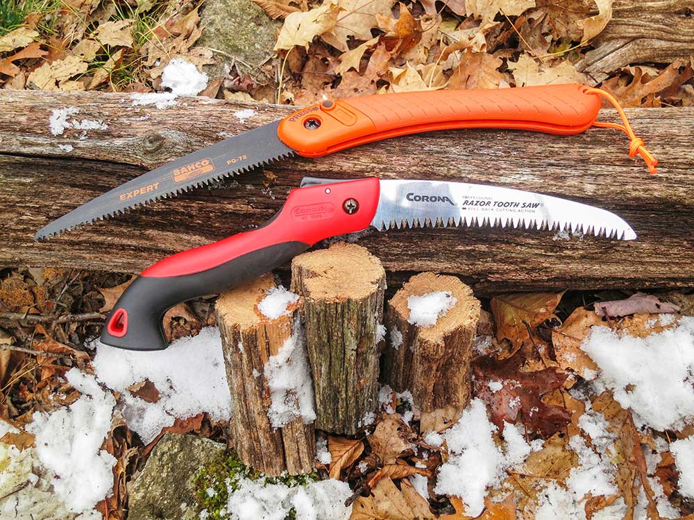  The author put his Corona Razor Tooth 7-inch folding saw against a Bahco 7-inch folding saw.