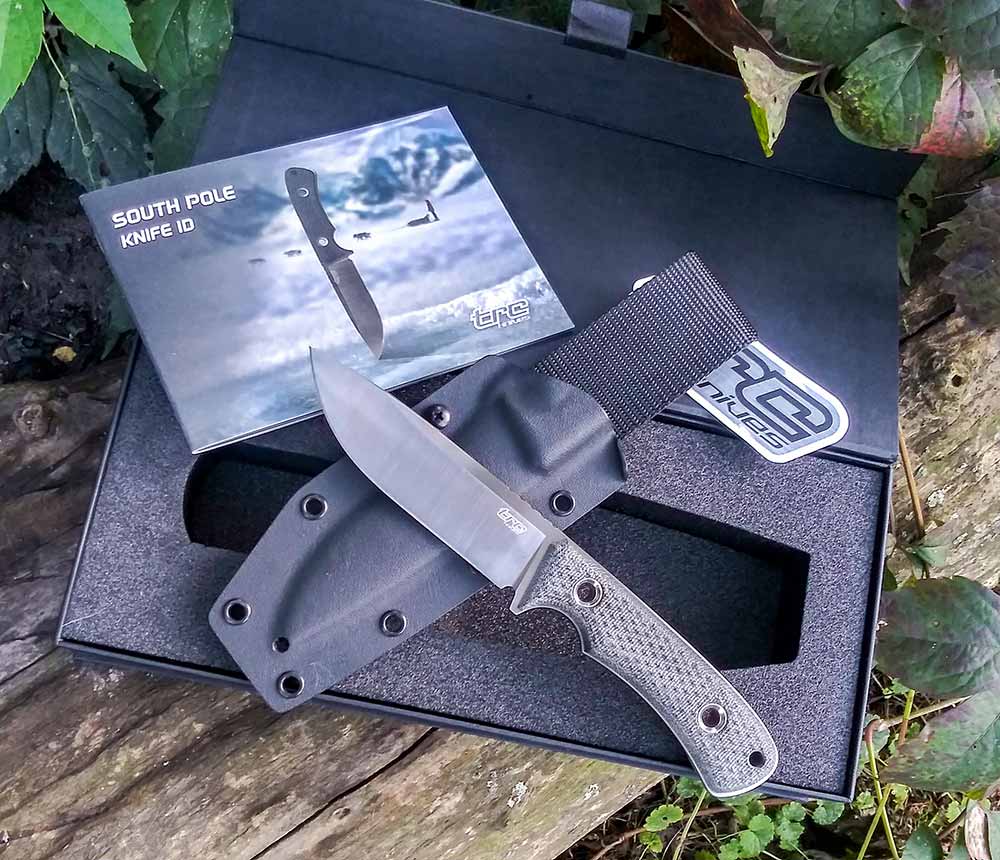 TRC Knives packages the South Pole in a foam-lined case.